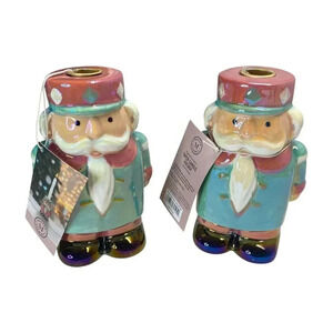 Martha Stewart Christmas Nutcracker Iridescent Set of 2 Taper Candle Holders